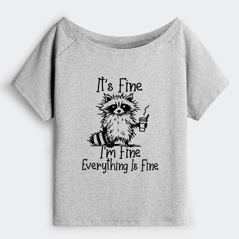 Tokyo-Tiger Raccoon Fine Meme Off Shoulder T-Shirt