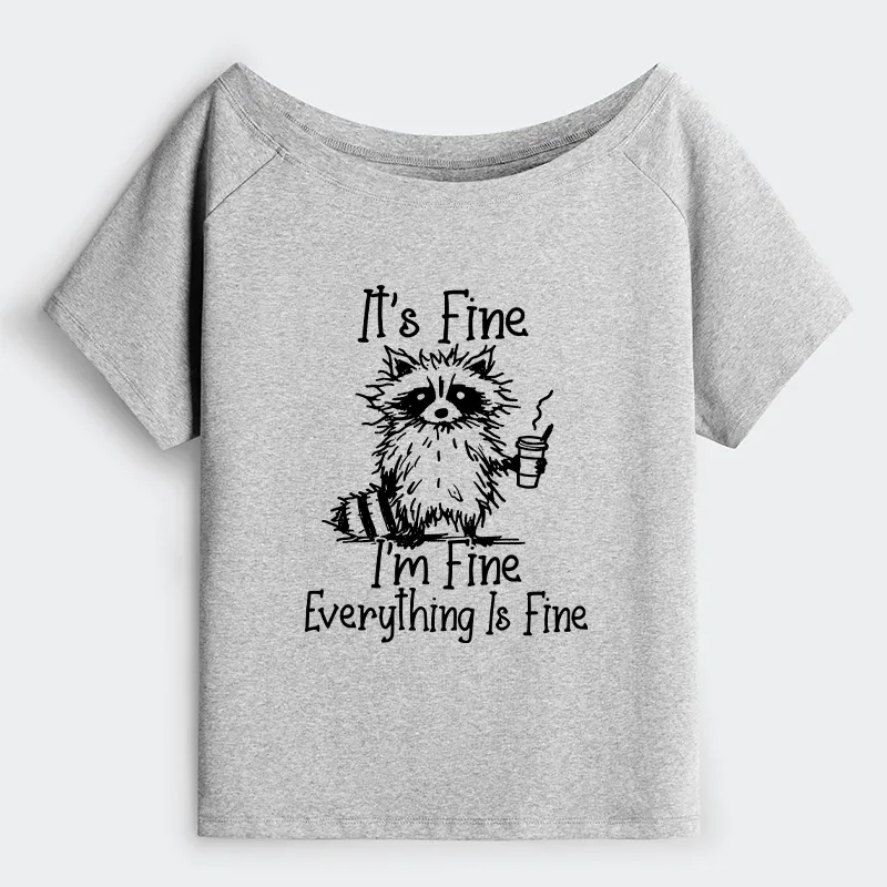 Tokyo-Tiger Raccoon Fine Meme Off Shoulder T-Shirt