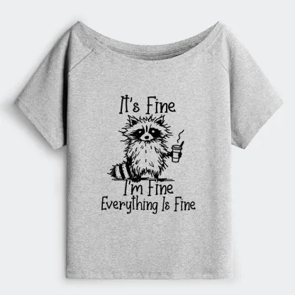 Tokyo-Tiger Raccoon Fine Meme Off Shoulder T-Shirt