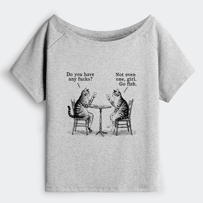 Tokyo-Tiger Cat Poker Night Off Shoulder T-Shirt