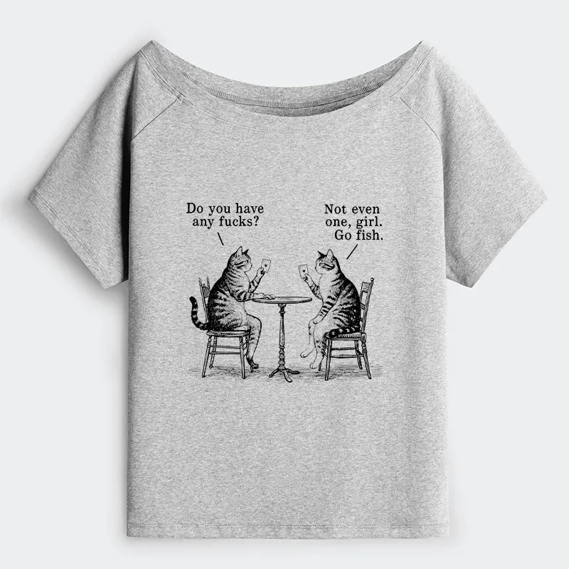 Tokyo-Tiger Cat Poker Night Off Shoulder T-Shirt