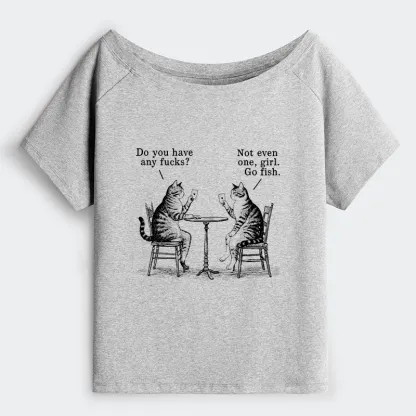 Tokyo-Tiger Cat Poker Night Off Shoulder T-Shirt