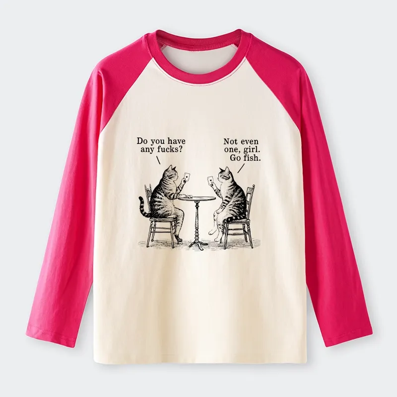 Tokyo-Tiger Cat Poker Night Raglan Long Sleeve T-shirt