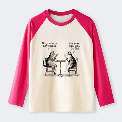 Tokyo-Tiger Cat Poker Night Raglan Long Sleeve T-shirt