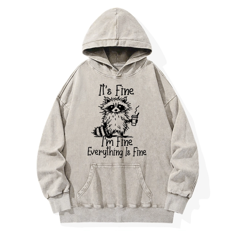 Tokyo-Tiger Raccoon Fine Meme Washed Hoodie