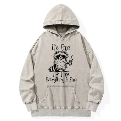 Tokyo-Tiger Raccoon Fine Meme Washed Hoodie