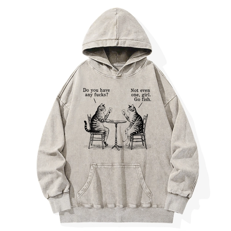 Tokyo-Tiger Cat Poker Night Washed Hoodie