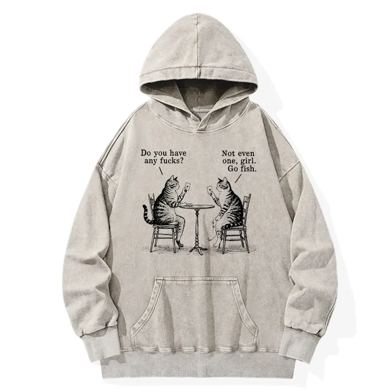 Tokyo-Tiger Cat Poker Night Washed Hoodie Sale