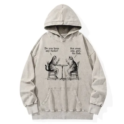 Tokyo-Tiger Cat Poker Night Washed Hoodie