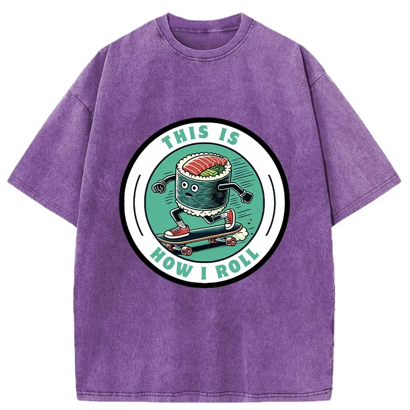 Tokyo-Tiger Sushi Skateboard Washed T-Shirt