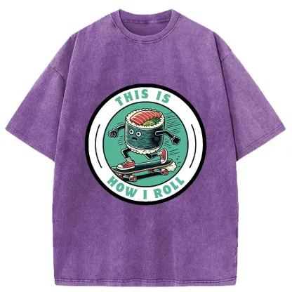 Tokyo-Tiger Sushi Skateboard Washed T-Shirt
