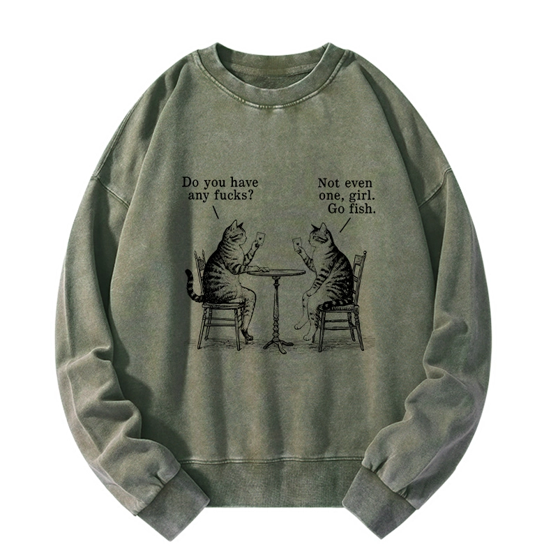 Tokyo-Tiger Cat Poker Night Washed Sweatshirt