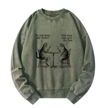 Tokyo-Tiger Cat Poker Night Washed Sweatshirt