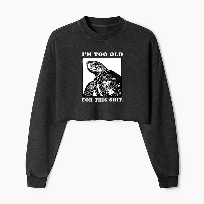 Tokyo-Tiger Turtle I Quit Meme Energy Washed Crop Sweatshirt