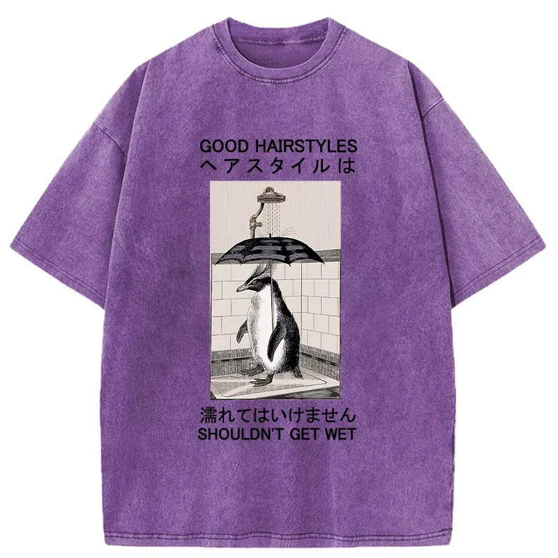 Tokyo-Tiger Keep It Stylish Penguin Washed T-Shirt