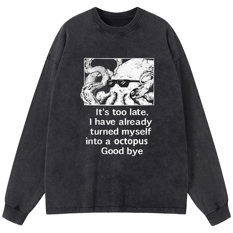 Tokyo-Tiger Octopus Meme I Disappeared Completely Washed Long Sleeve T-Shirt Sale