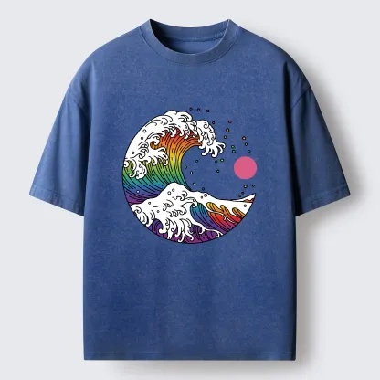 Tokyo-Tiger Rainbow Waves Washed T-Shirt