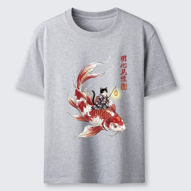 Tokyo-Tiger Cute Kimono Cat On Koi Fish Classic T-Shirt
