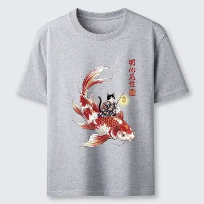 Tokyo-Tiger Cute Kimono Cat On Koi Fish Classic T-Shirt