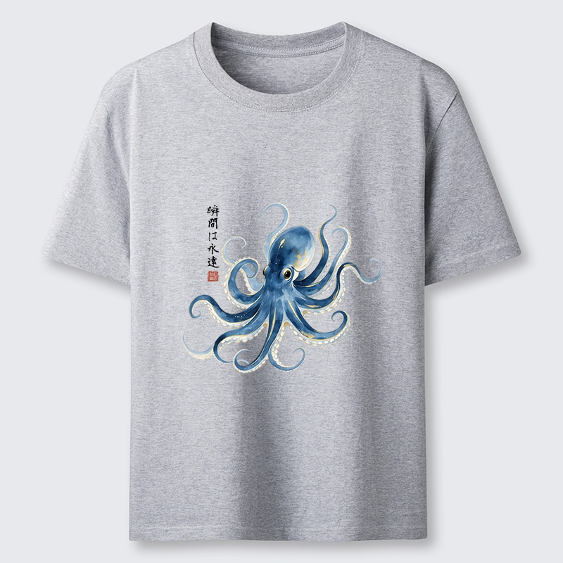 Tokyo-Tiger Stylish Blue Octopus Japanese Classic T-Shirt