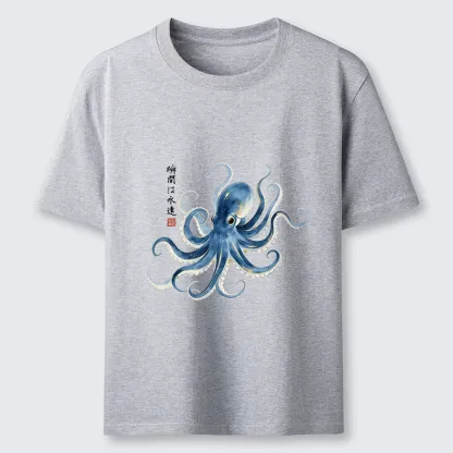 Tokyo-Tiger Stylish Blue Octopus Japanese Classic T-Shirt