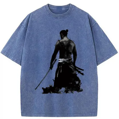 Tokyo-Tiger Strong Japanese Samurai Washed T-Shirt