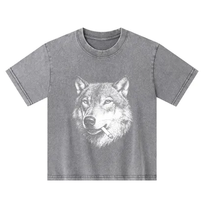 Tokyo-Tiger Cool Wolf Meme Bad Decisions Pending Kids Washed T-Shirt