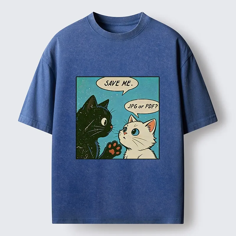 Tokyo-Tiger Black White Cat Office Meme Washed T-Shirt