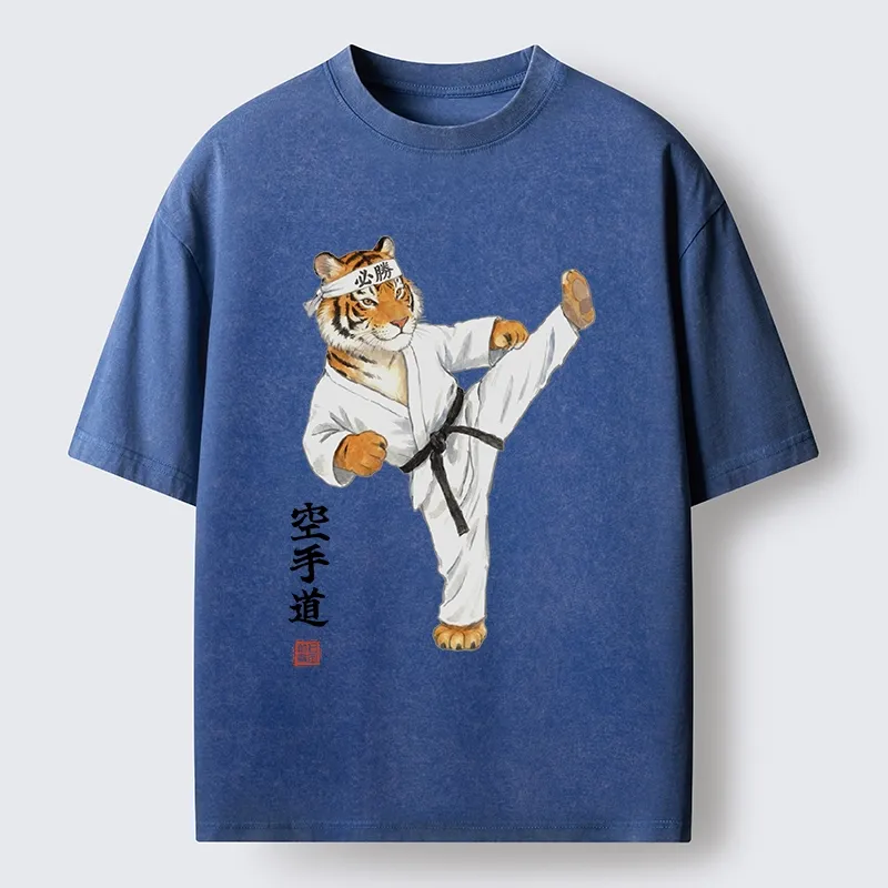 Tokyo-Tiger Karate Kick Tiger Washed T-Shirt