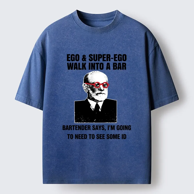 Tokyo-Tiger Funny Psychology Bar Joke Washed T-Shirt