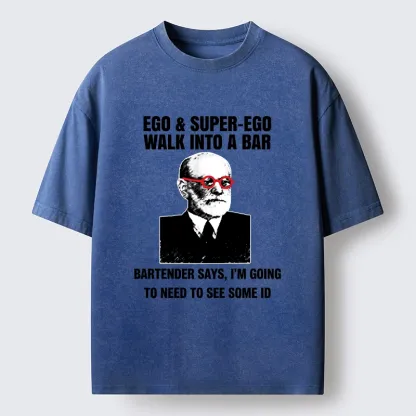 Tokyo-Tiger Funny Psychology Bar Joke Washed T-Shirt