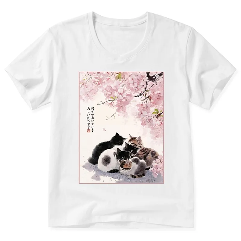 Tokyo-Tiger Cute Cats Sakura Garden V-Neck Classic T-Shirt