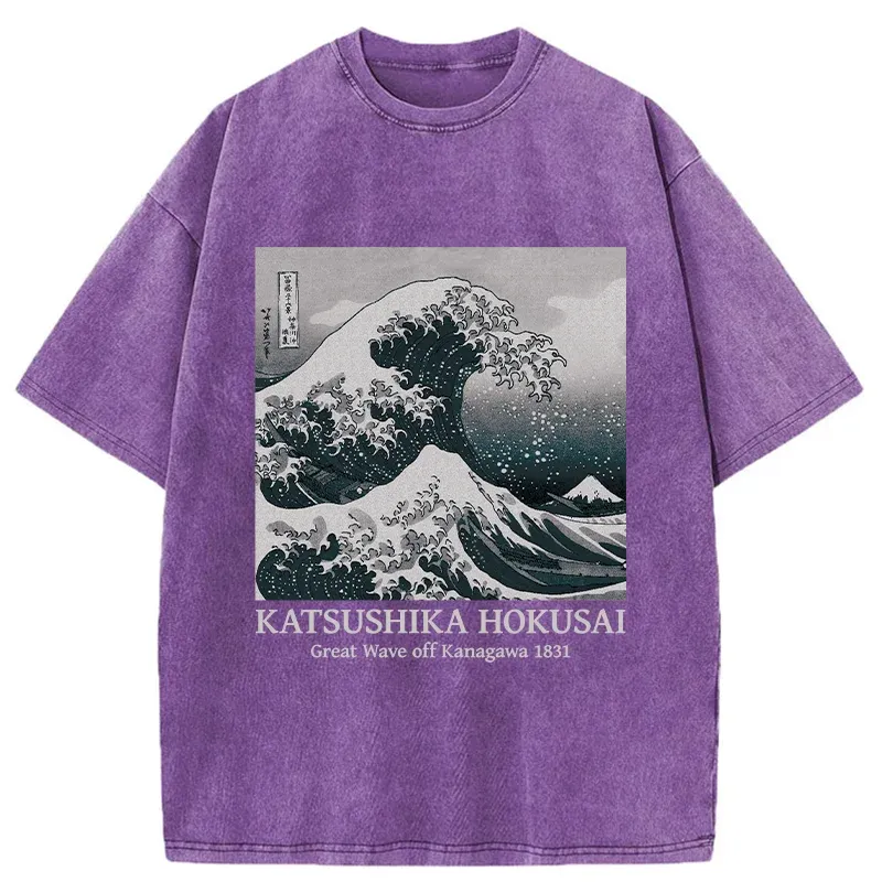 Tokyo-Tiger Ukiyoe Classic Waves Washed T-Shirt