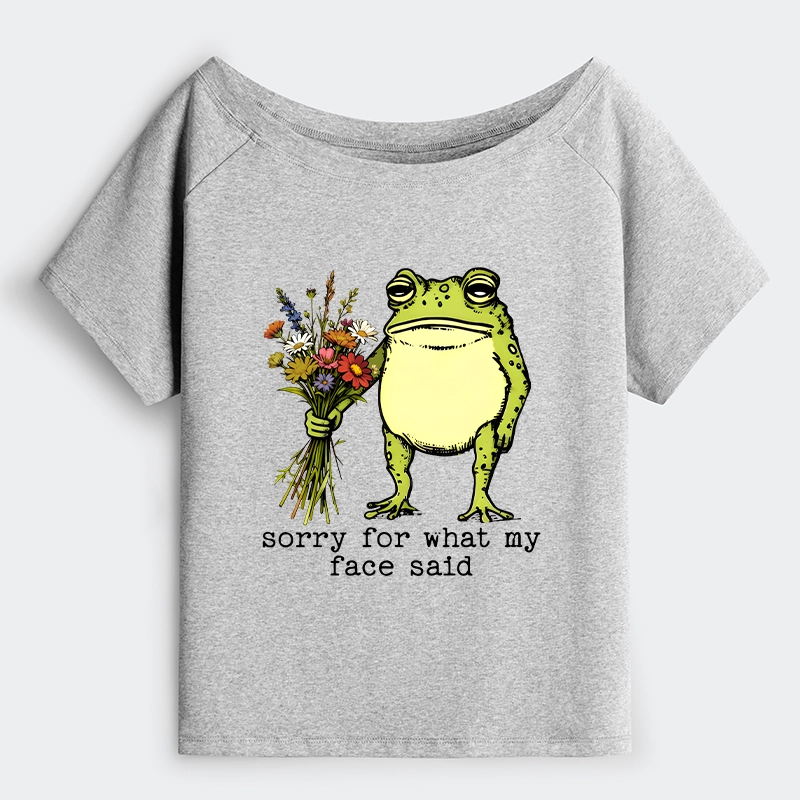 Tokyo-Tiger Frog Sorry Mode Activated Off Shoulder T-Shirt