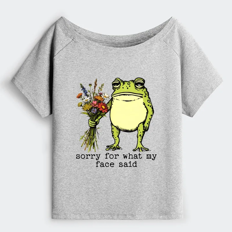 Tokyo-Tiger Frog Sorry Mode Activated Off Shoulder T-Shirt