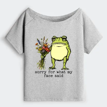Tokyo-Tiger Frog Sorry Mode Activated Off Shoulder T-Shirt