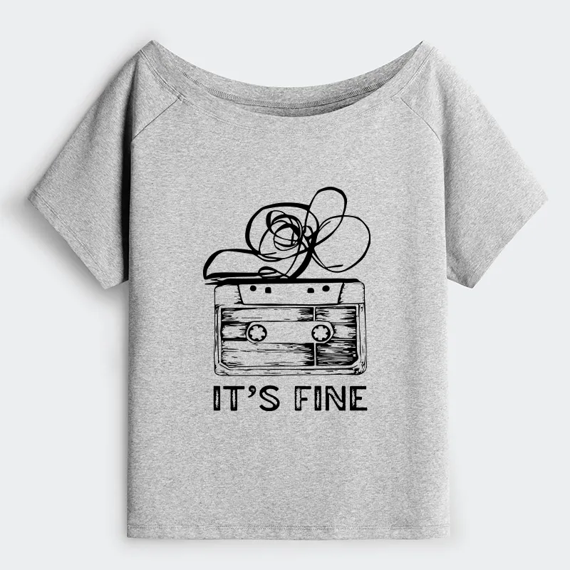 Tokyo-Tiger Cassette Fine Meme Off Shoulder T-Shirt