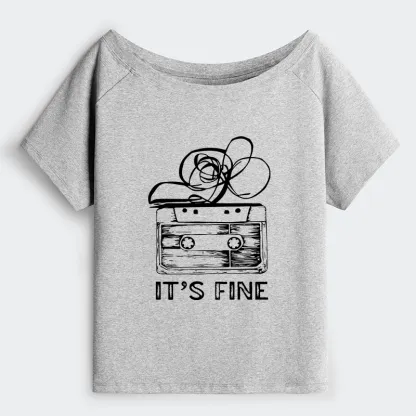 Tokyo-Tiger Cassette Fine Meme Off Shoulder T-Shirt