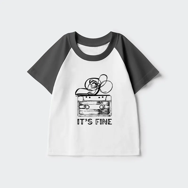 Tokyo-Tiger Cassette Fine Meme Kids Raglan T-shirt