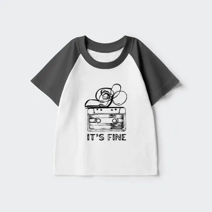 Tokyo-Tiger Cassette Fine Meme Kids Raglan T-shirt