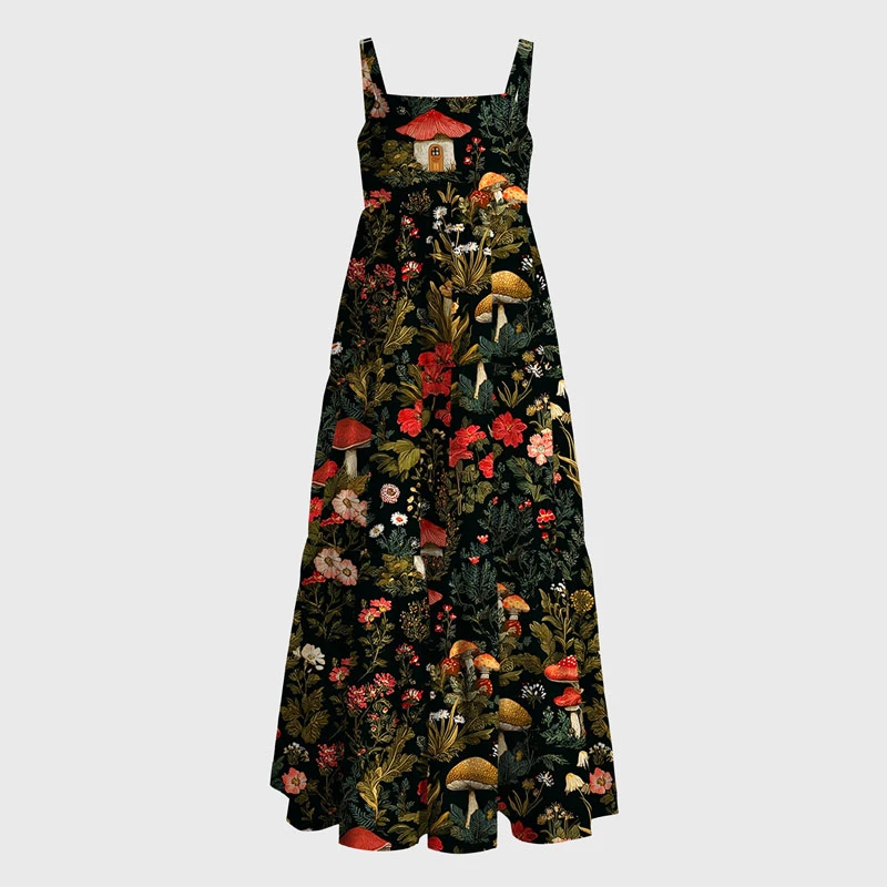 Tokyo-Tiger Enchanted Forest Mushroom Maxi Dress