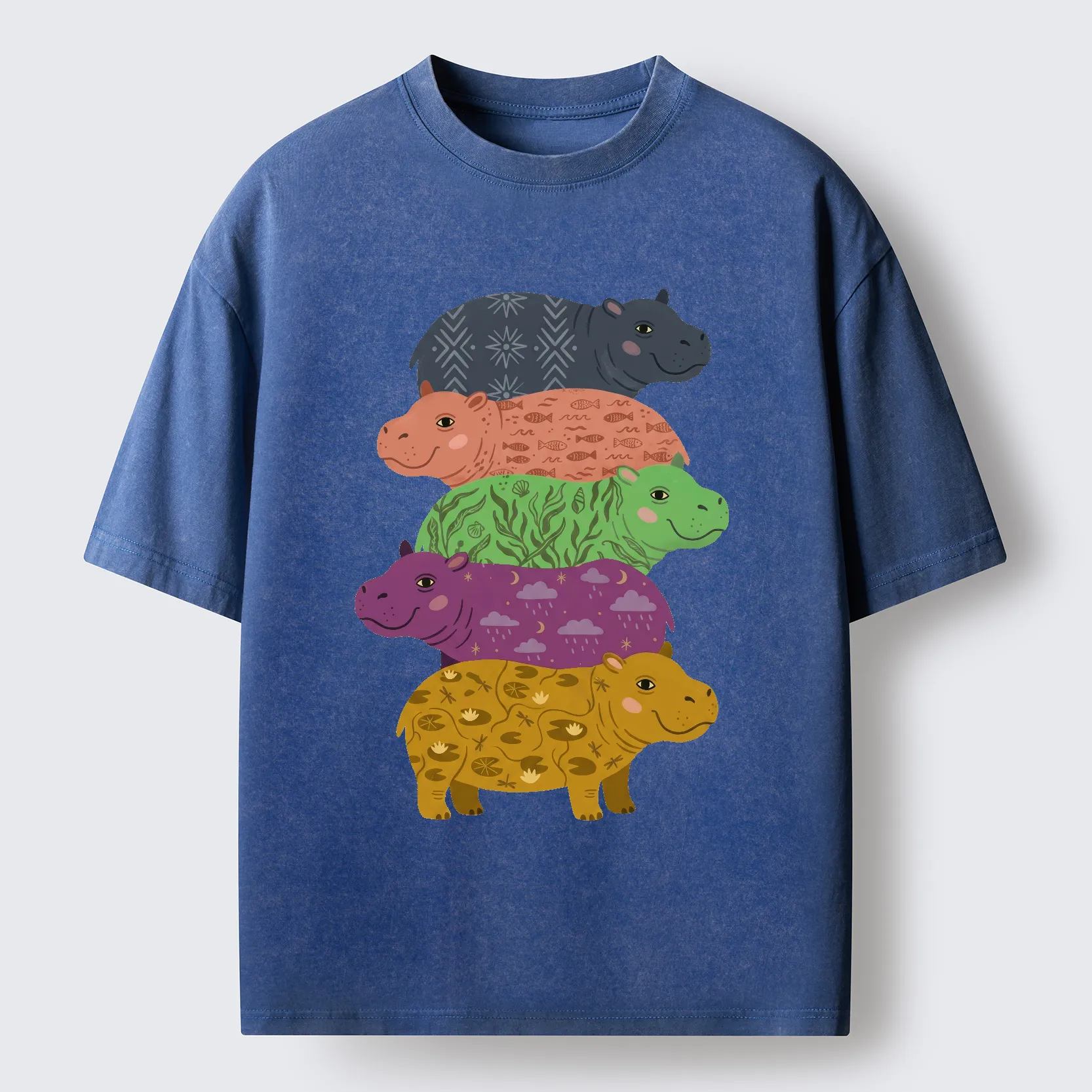 Tokyo-Tiger Stack Of Moodengs Washed T-Shirt