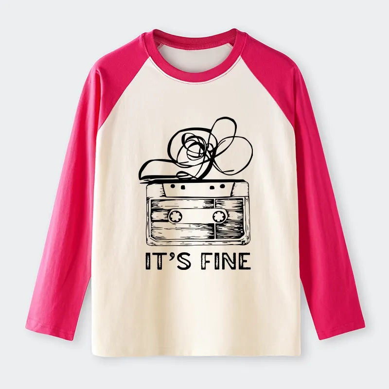 Tokyo-Tiger Cassette Fine Meme Raglan Long Sleeve T-shirt