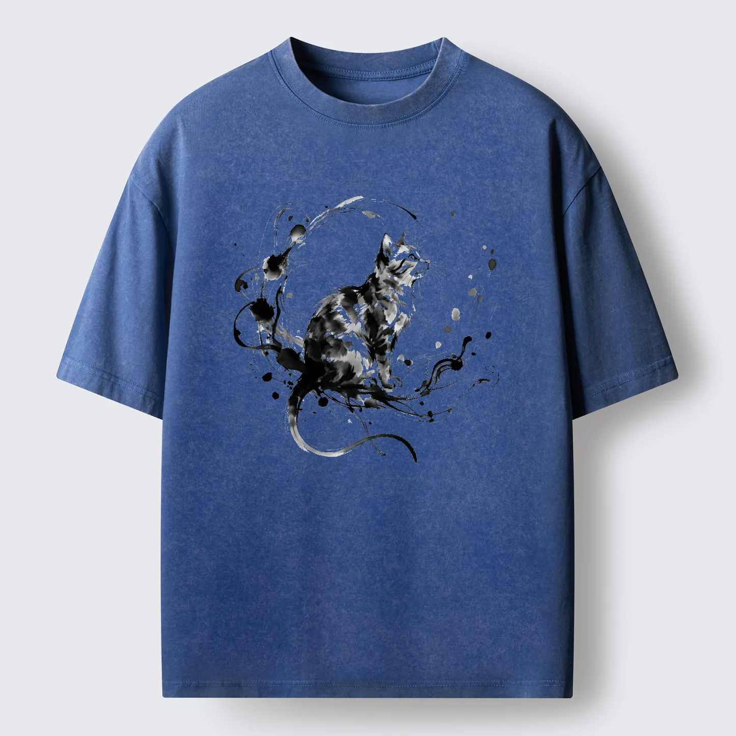 Tokyo-Tiger Ink Cat Washed T-Shirt