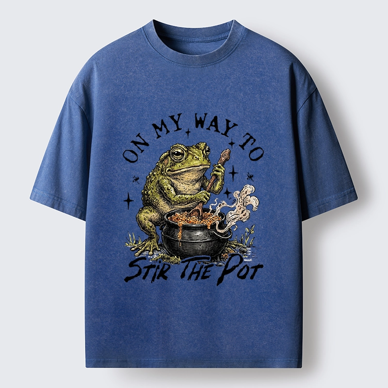 Tokyo-Tiger Frog On My Way To Stir The Pot Washed T-Shirt