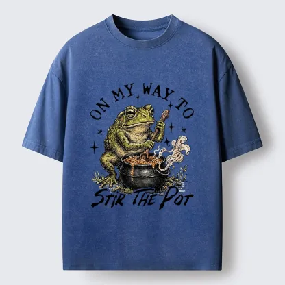 Tokyo-Tiger Frog On My Way To Stir The Pot Washed T-Shirt
