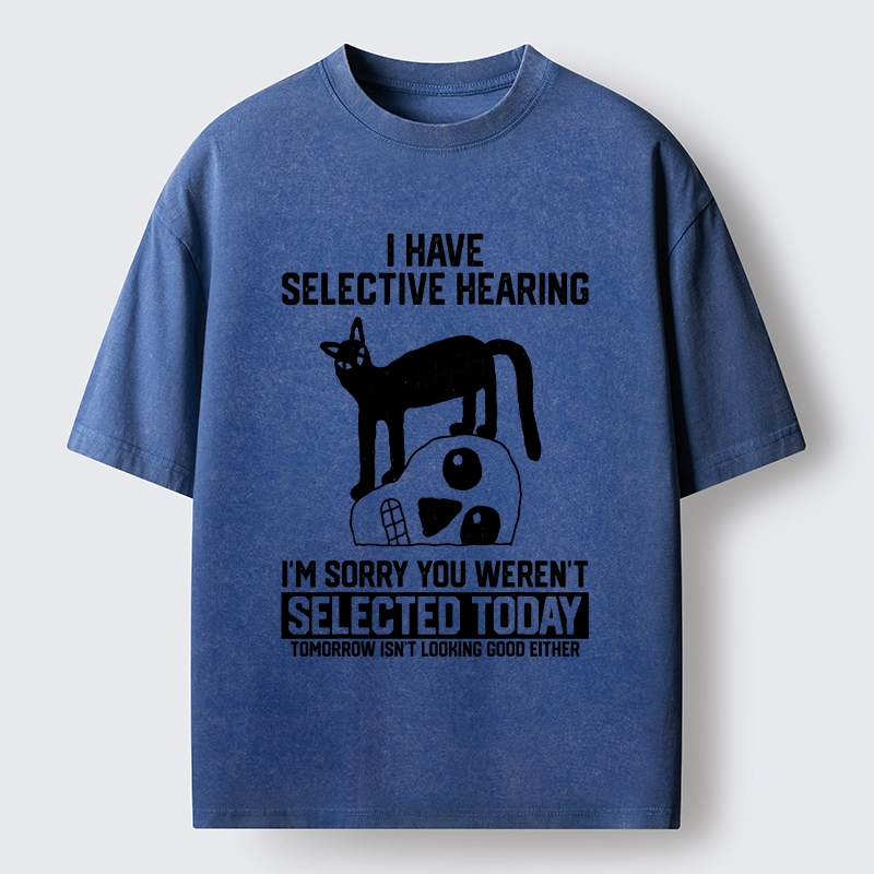 Tokyo-Tiger Cat Selective Hearing Funny Meme Washed T-Shirt