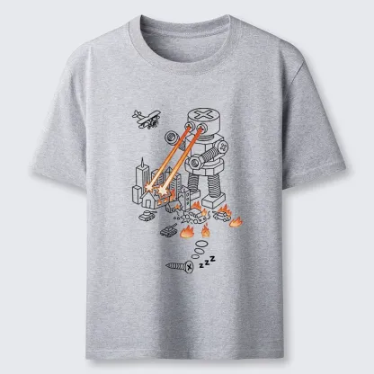 Tokyo-Tiger Funny Screw Robot Destroying City Classic T-Shirt