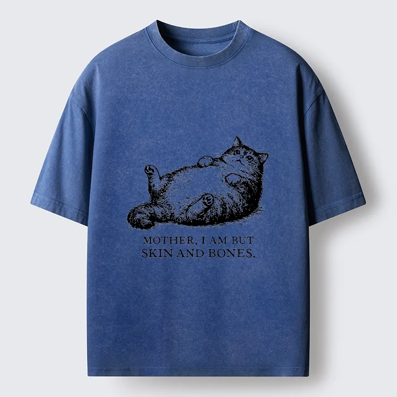 Tokyo-Tiger Chonky Cat Begging For Food Washed T-Shirt