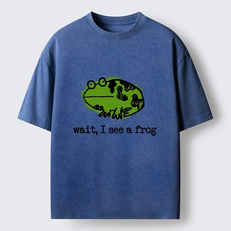 Tokyo-Tiger Silly Frog Doodle Art Washed T-Shirt